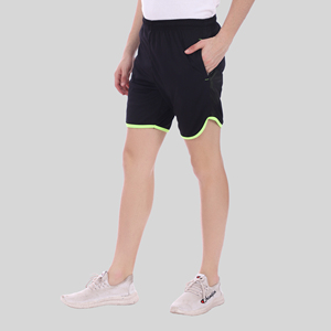 Shorts de sport pour homme noirs à séchage rapide, taille mi-haute élastique, avec poche latérale - Product Image 3