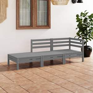 Conjunto de Muebles de Jardín Modulares Medianos de Madera de Pino Sólido Gris, Cómodos y Elegantes para Exteriores - Product Image 1