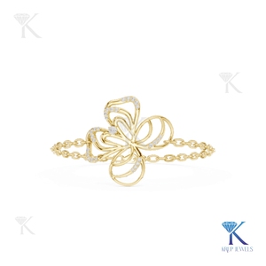 Elegant Lab Grown Diamond Floral Link <b>Bracelet</b> 14K <b>Solid</b> Gold Luxury Fine Unisex Minimalist Jewelry Party Gift - Product Image 1