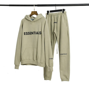 High Quality 3d Silicone Printing Custom logo Fleece Fabric Sage Green Sweatsuits Unisex <b>Sets</b> Hoodie - Product Image 3