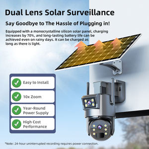 Cámara de Seguridad IP 4G de Doble Lente, HD 2K 2MP, Zoom 10X, Detección de Movimiento, Energía Solar, PTZ, CCTV, Exterior, Impermeable, Venta al Por Mayor - Product Image 2