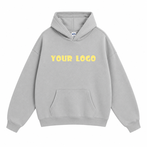 Premium Quality Custom Logo Oversized Light <b>Grey</b> Hoodie 100% Cotton Heavyweight Fleece Pullover OEM ODM Private Label Streetwear - Product Image 1