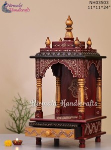 Nirmala Handicrafts <b>Teak</b> Wood Traditional Design Still Life Pattern Wall <b>Shelf</b> for Living Room Home Decor - Product Image 3