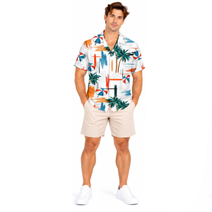 <b>Mens</b> Resort Wear <b>Beach</b> <b>Shirt</b> All Over Printed Polyester Breathable Summer Travel Casual Horn Button Quick Dry Anti-UV - Product Image 6