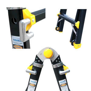 NIKAWA Aluminum Alloy Folding <b>Ladder</b> Multi-Position Manual Lock Industrial Modern 150kg Load Capacity - Product Image 4