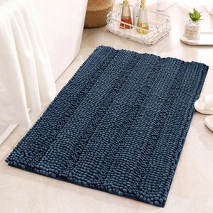 Thick Chenille Bath <b>Mat</b> Rectangle Solid Color Non-Slip Rubber Backing Machine Washable Modern Style Home Use - Product Image 1