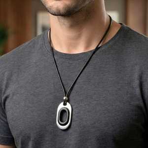 <b>Titanium</b> Steel Number Pendant with Adjustable Rope <b>Chain</b>-18K Gold Plated Religious Style for Men & Boys - Product Image 1