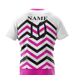 Conjunto de Uniforme de Rugby Sublimado Personalizado, Patrón Chevron Rosa, Negro y Blanco, Unisex, Transpirable, Ropa Deportiva de Poliéster Personalizada - Product Image 4