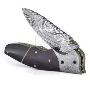 Damascus Steel Handmade Folding Pocket Knife Exotic Rosewood Handle Drop Point 3mm <b>Thickness</b> Wholesale Outdoor Camping Survival - Product Image 6