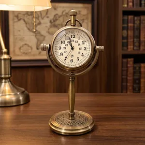 Horloge de bureau vintage en laiton, horloge de table nautique antique steampunk, horloge décorative maritime, horloge classique rétro pour bureau, salle d'étude, bibliothèque - Product Image 6