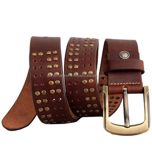 Ceinture Vintage en cuir premium décontractée, pour hommes, livré avec vis ajustable pour toutes les tailles, des rivets fantaisie sur toute la ceinture, haute qualité - Product Image 2