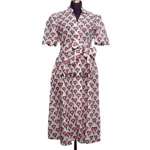 Vestido Casual de Fiesta para Mujer, Midi, Cintura Natural, Hecho a Mano, de Algodón, Manga Corta, Estilo Canguro - Product Image 1