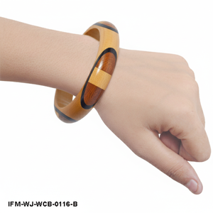 Handmade <b>Wooden</b> <b>Bangle</b> Bracelet Handcrafted Natural Multi Tone Wood Inlay Curved Chunky Statement Wristband Jewelry for Women - Product Image 3