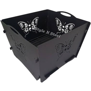 Brasero de Hierro de Lujo con Diseño de Mariposa, Pintura Resistente al Calor, Diseño Independiente, Calentador Exterior para Leña/Carbón - Product Image 2