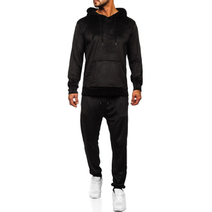 Chándal de invierno liso con patrón sólido para hombre, al por mayor, de algodón, ajustado, ropa deportiva, logotipo personalizado, forro polar. - Product Image 4
