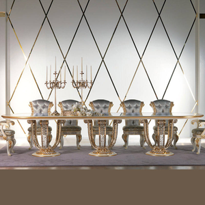 ชุดโต๊ะรับประทานอาหารหรูหราสไตล์บาโรก Royal Prestige พร้อมเก้าอี้หุ้มเบาะลายฉลุสีทอง คอลเลคชั่นเฟอร์นิเจอร์คลาสสิกสไตล์ยุโรป - Product Image 3