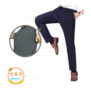 Pantalon décontracté respirant en coton et polyester à fermeture éclair pour homme - Product Image 2