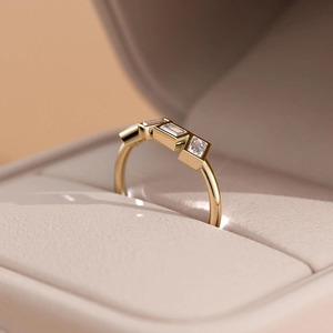แหวนเพชรเพาะเลี้ยงแบบซ้อนได้ ทอง 14K ดีไซน์เรียบหรู ทรงกลมเจียระไนบริลเลียนต์ 0.40 กะรัต - Product Image 2