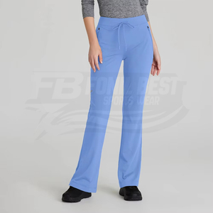 Blouse d'hôpital pour femme, bleue, col en V, avec poches, en jersey 100% coton, détection des taches, options personnalisables - Product Image 5