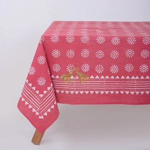 Nappe de table rectangulaire vintage en coton 100 % imprimé floral Dabu pour événements et fêtes – Fabrication artisanale - Product Image 3