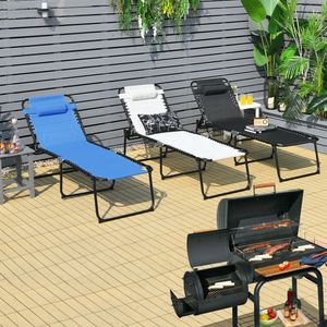 Silla Reclinable Plegable con Respaldo y Reposapiés Ajustables para Uso en la Playa - Product Image 5