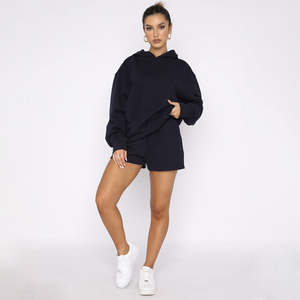 Conjuntos de Sudadera con Capucha y Pantalones Cortos de 2 Piezas para Mujer, Ropa de Invierno Ligera y Transpirable, Material de Algodón de la Mejor Calidad - Product Image 1