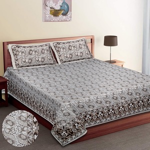 VILAKSH ENTERPRISES Ensemble de housse de couette en coton pur à imprimé floral, housses d'oreiller 108x108cm, 400TC, sans plis, usage domestique classique, 7 pièces - Product Image 1