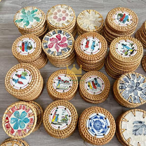 Offre Spéciale personnalisable mère perle rotin sous-verres coloré artisanat chargeur tapis pour thé boissons cuisine Table utilisation - Product Image 5