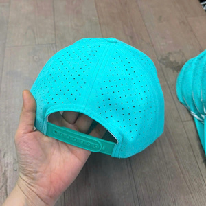 Wholesale Custom Embroidery Logo 5 Panel Flat Brim Waterproof Fabric Laser Cut Holes Snapback Cap Hat Wear Summer Unisex Factory - Product Image 4