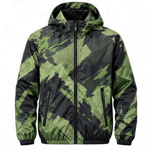 Veste fine à capuche personnalisée avec impression par sublimation pour hommes, légère, avec fermeture éclair, pour le sport, la course en plein air, logo sur le devant, vente en gros - Product Image 1