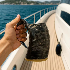Mug à eau et à café en corne de buffle, style américain, résistant au lave-vaisselle, cadeau d'affaires, logo personnalisé avec couleur de corne naturelle - Product Image 2