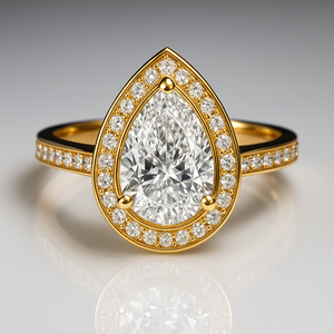 Bague en diamant de haute qualité avec coupe en forme de poire en argent sterling 925 pour femmes, bijoux de mode disponibles au prix d'exportation - Product Image 1