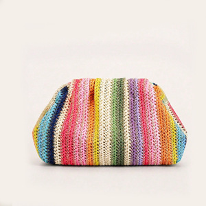 Colorful Woven Evening Bag Clutch Purse Rhinestone Accent Party <b>Handbag</b> <b>for</b> Banquet <b>Wedding</b> Travel - Product Image 1