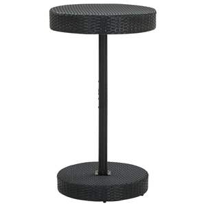 Mesa de Jardín de Ratán PE Negro con Superficie de Acero con Recubrimiento en Polvo, Mesas de Exterior de Altura Media - Product Image 1