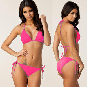 Ensemble de bikini blanc pour femme, couleur unie, avec liens sur les côtés, cordon de serrage, maillot de bain extensible et de qualité supérieure - Product Image 4