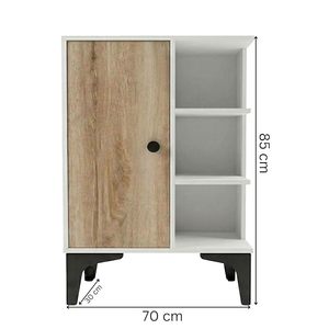 Meuble à chaussures en bois avec porte et étagères ouvertes, armoire de rangement à 4 niveaux pour entrée, salon et chambre, bois d'ingénierie - Product Image 6
