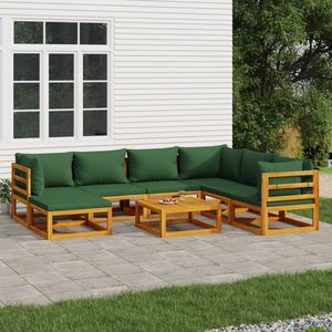 Grand ensemble de salon de jardin modulaire en bois d'acacia massif vert, mobilier modulaire haut de gamme - Product Image 1