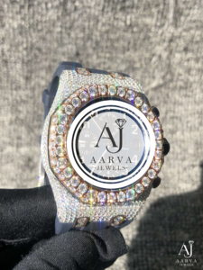 AARVA JEWELS นาฬิกาโครโนกราฟสแตนเลสสตีลสุดหรูสำหรับผู้ชาย 43 มม. หน้าปัดกลม คริสตัลแซฟไฟร์ ควอตซ์ โมชั่น ฟอลดิ้ง คลาสป์ - Product Image 5
