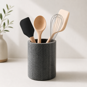 Dual Handle Ceramic <b>Utensil</b> <b>Holder</b> Gradient Glaze Finish Thick Wall Stability Heat Resistant Modern <b>Kitchen</b> Counter Organizer - Product Image 6