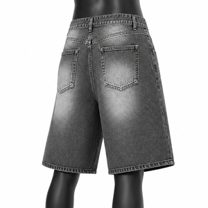 Pantalones Cortos de Mezclilla Negros Vintage para Hombre al por Mayor, 100% Algodón Orgánico, Largura hasta la Rodilla, Estilo Urbano, Ecológicos, Personalizados, Jorts - Product Image 5