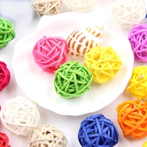 Accessoires en rotin multicolores pour artisanat, boules de Noël tissées à la main, décoration pour arbre et table - Product Image 5