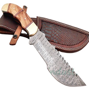 Hecho a mano de acero de Damasco de caza rastreador cuchillo hermosa vaca mango de madera cuchillo (smk1702) - Product Image 1