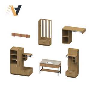 Ensemble de meubles pour chambre d'hôtel Hampton by Hilton : table de chevet, bureau, armoire, meubles de rangement, fabrication OEM - Product Image 3