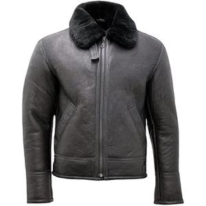 Customized <b>Men</b> Black Bomber Shearling <b>Leather</b> <b>Jacket</b> <b>Aviator</b> Sheepskin Warm Filling Biker Style Plus Size <b>Leather</b> <b>Jacket</b> for <b>men</b> - Product Image 1