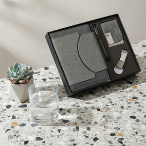 Premium Aurelux Executive Office Gift Set Case Bound Leather Diary 192 Pages UV Printed Sleek Metal Pen Business Card <b>Holder</b> - Product Image 5
