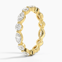 Bague éternelle en argent 925 plaqué or avec moissanite taille marquise, alliance de mariage superposable, cadeau d'anniversaire de luxe, bijoux raffinés