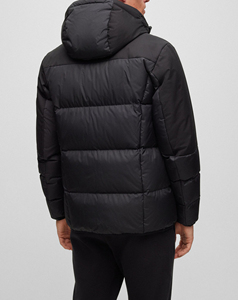 Men's Black Hooded <b>Puffer</b> <b>Jacket</b> Minimalist Warm Quilted Winter Zip Up Casual Coat <b>Cheap</b> Price OEM Custom Fashion Breathable - Product Image 6
