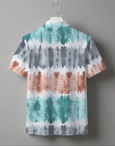 Men's Hand-Painted Pattern Short Sleeve for Shirt Casual Breathable Cotton Jersey Fabric 180g Digital Printed Front Logo - Product Image 3