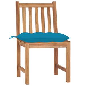 Ensemble de 2 chaises de patio rembourrées bleu clair avec structure en bois de teck - Product Image 2