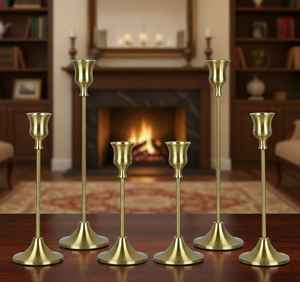 Ensemble de porte-bougies coniques élégants en or - Style nordique minimaliste, fabrication artisanale, respectueux de l'environnement, décoration de Noël pour la maison, de haute qualité - Product Image 3